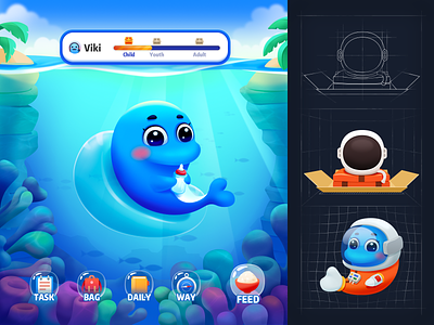 Dolphin games astronaut design game icon sea