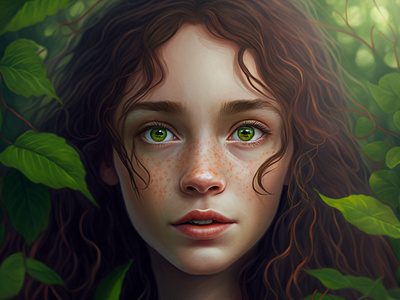 girl in the woods graphic design ui