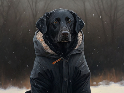 dog with jacket graphic design ui