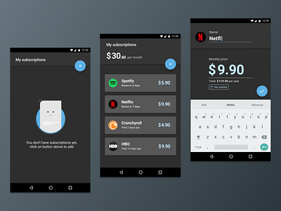 Subscriptions app - Android