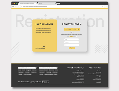 Website Registration Page UI Design - Internshala illustration intenshala registration page ui