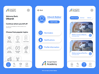 Google Digital Academy App UI Concept