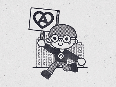 Self-portrait anarchist black cute design flat graphic illustration illustrator vegan