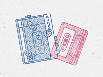 Trouble cassete tape cassette cute design flat graphic illustration illustrator kawaii logo punk retro walkman
