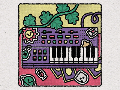 Keyboard casio cute design flat graphic illustration illustrator kawaii keyboard music synthesizer