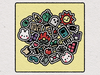 Stickers cute design flat game boy graphic illustration illustrator kawaii spider