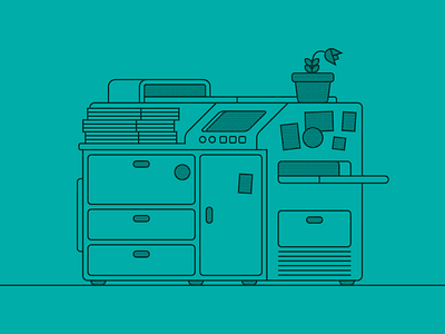 Photocopier art design flat graphic illustration photocopy printer