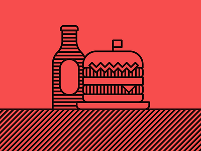 Burger (alternative version) beer bottle design fast flat food illustration
