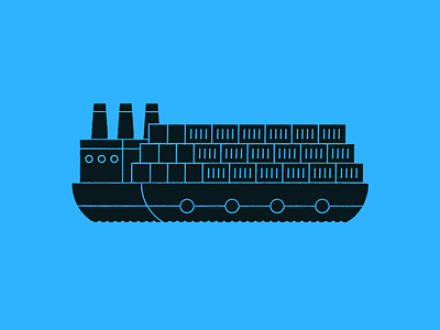 Boat containers design flat illustration sea ship shipping