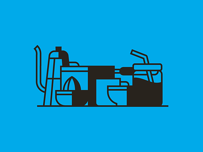 Kitchen things #1 coffee design flat home illustration illustrator juicer kitchen maker mug objects pot