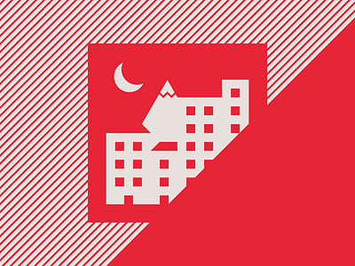 Window city design flat graphic graphic design illustration illustrator minimal minimalism minimalist night red window