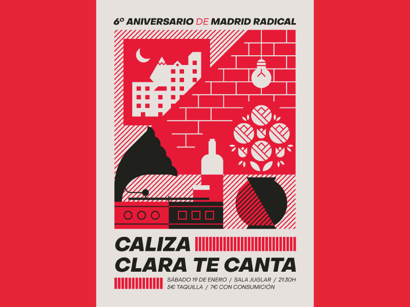6 Aniversario Madrid Radical concert design flat graphic graphic design illustration illustrator plant plants poster typography vector vectorial