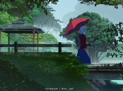 Garden of Words Redraw animation background environtment ilustration