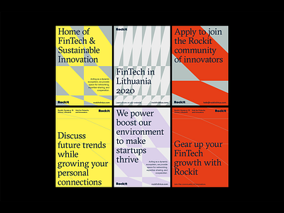 Rockit branding fintech grid identity logo pattern startup system texture