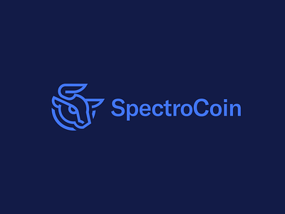 SpectroCoin animal bitcoin blockchain brand branding bull coin crypto logo logotype mark symbol symbol icon