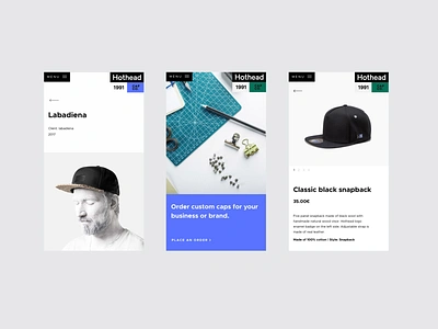 Hothead Mobile brand brand identity branding cap clean design fashion mobile mobile app squares