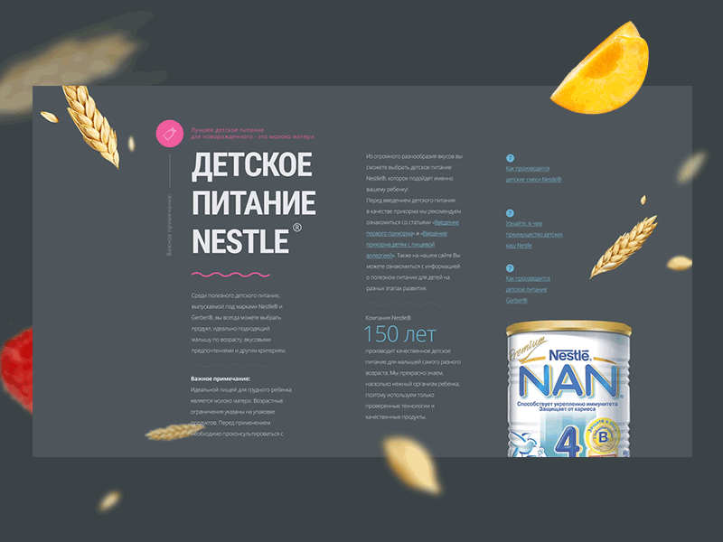 Nestle NAN page concept animation concept design flat ui web