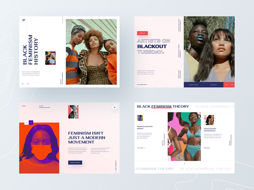 Landing Page Feminist Thought by Aleksandra Bis on Dribbble