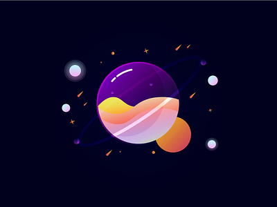 Cotton Candy Space gradient illustration planets space stars universe