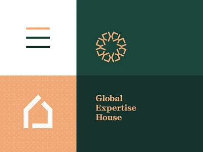 Global Expertise House logo arabesque banking branding house law law arbitration firm logo mark palm tree saudi arabia