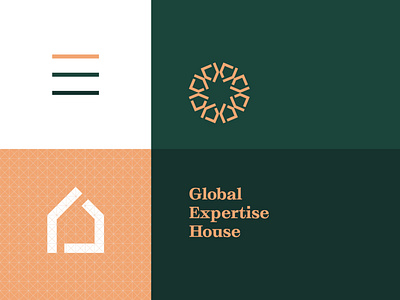 Global Expertise House logo arabesque banking branding house law law arbitration firm logo mark palm tree saudi arabia