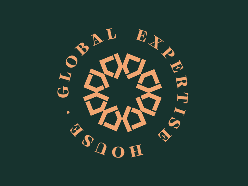 Global Expertise House animation arabesque branding house law arbitration firm logo palm tree typography