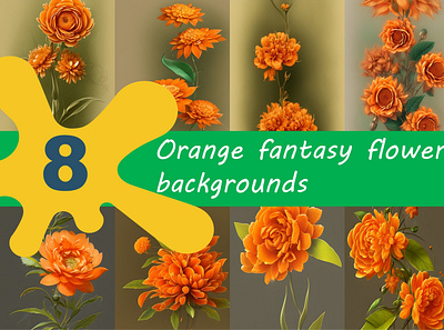 Orange Fantasy Flower Backgrounds background branding design floral flower graphic design illustration vector