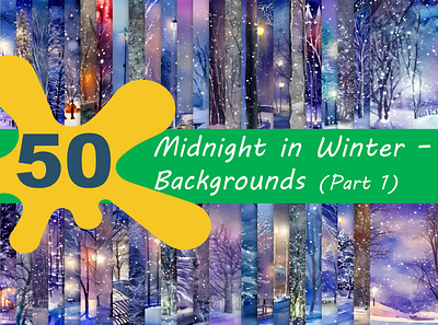 Midnight in Winter - Landscapes (50 images) background branding design graphic design illustration landscape winter