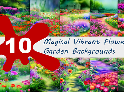 Magical Flower Garden (10 images) background branding design fantasy floral flower graphic design illustration magical vector