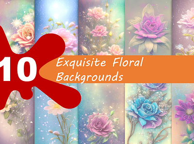 Exquisite floral backgrounds (10 images) background branding design floral graphic design illustration vector
