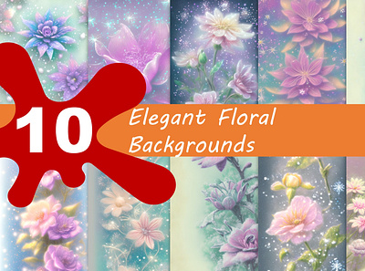Elegant floral backgrounds (10 images) background branding design floral graphic design illustration vector
