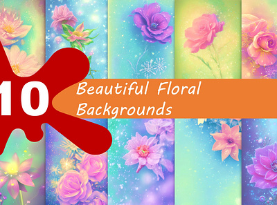 Beautiful floral backgrounds (10 images) background branding design floral graphic design illustration vector