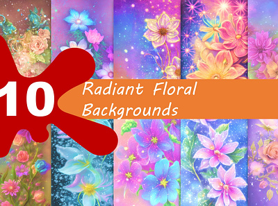 Radiant floral backgrounds (10 images) background branding design floral graphic design illustration vector