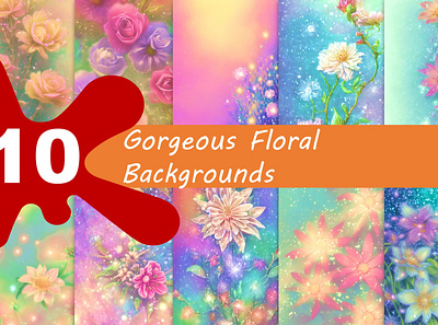 Gorgeous floral backgrounds (10 images) background branding design floral graphic design illustration vector
