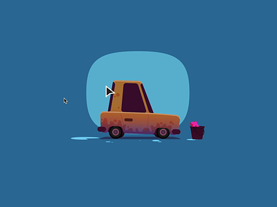 Clean the Car 2d animation cartoon design rive ui vector