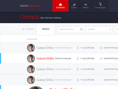 Admin Template Contact app design experience graphic interface ipad iphone mobile ui user ux web