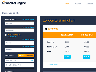 Air Charter Search Engine app design experience graphic interface ipad iphone mobile ui user ux web