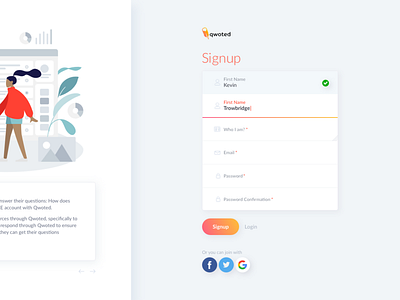 Signup Design - Qwoted