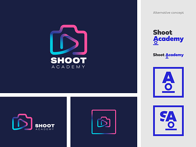 Shoot Academy logo academy brand branding camera course design identity logo logotype play shoot shooting video