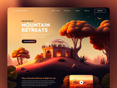 Mountain Retreats - Landing Page Design beautiful website illustrated landing page illustration landing page modern design mountain retreats ui user interface ux web design website design