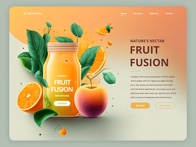 Fruit Juice - Web Design fresh juice website fruit juice website juice landing page juice website landing page oragne juice illustration ui web site design webdesign website