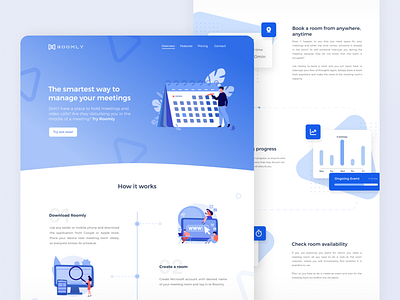 Roomly - Conference Room Website booking booking software conference conference room conference room software conference room website landing page meeting room software presentation website ui webdesign website