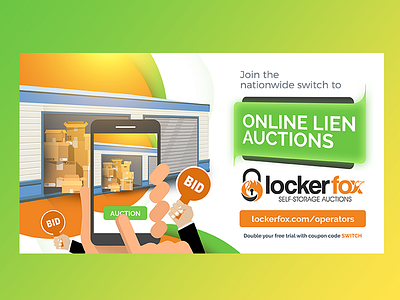 Online Auctions Postcard app bid boxes garage locker online phone postcard psd