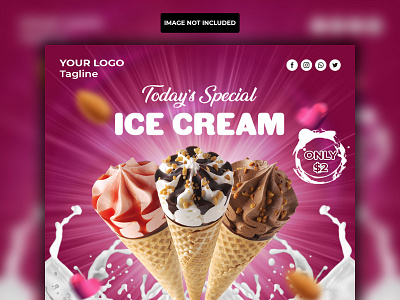 Todays Special Ice Cream Social Media Banner Design branding design graphic design illustration typography vector