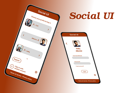 Social UI app bio design feed figma login page mobile mobile app product design social social media ui user experience user interface ux web design