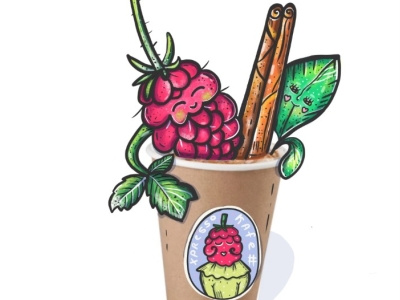 Raspberry tea! doodle graphic design illustration procreate stickers