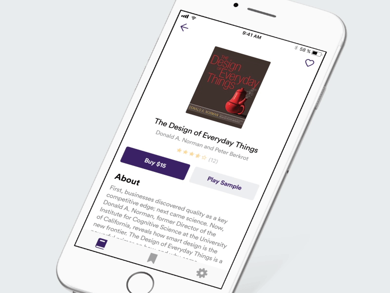 Book Page And Player animation audiobooks books ios play player principle sketch timer ui ux
