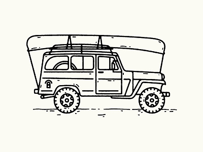 Adventure Time! adventure canoe explore illustration jeep monoline outdoors