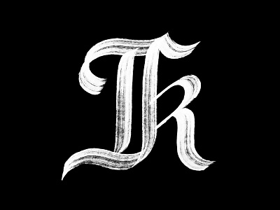 Typefight - K blackletter calligraphy drop cap k lettering texture type typefight