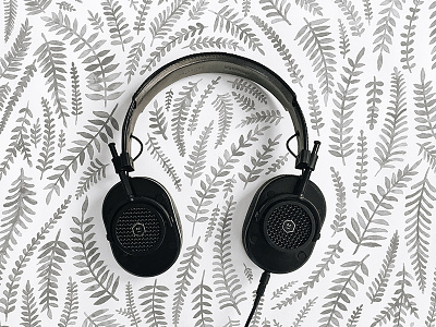 Master & Dynamic fern floral headphones illustration pattern vine watercolor